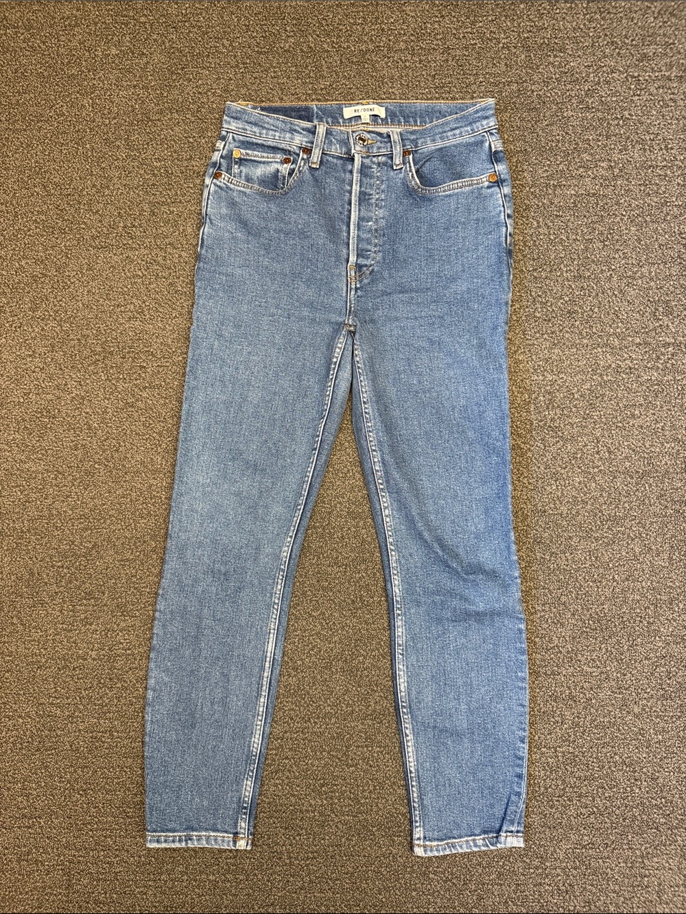 RE/DONE 90s High Rise Ankle Crop in Blue Wash